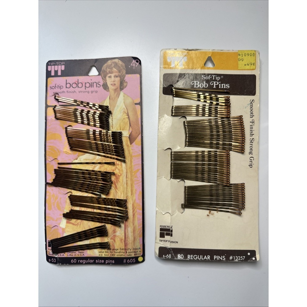 Vintage Lot Tip Top Soft Tip Bobby Pins Lot USA 2 Packs